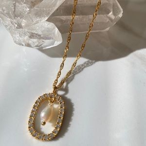 VINTAGE PEARL 14K Gold Plated Necklace | Bridal Necklace | Wedding Jewelry